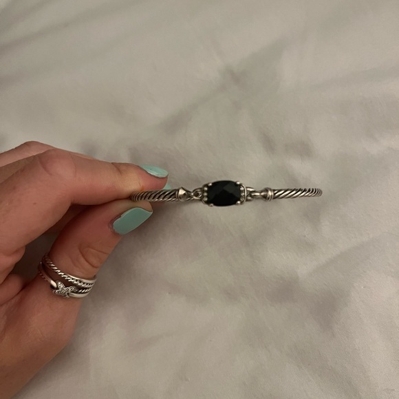 David Yurman Petite Wheaton & Diamonds 3mm Black Onyx Bracelet - Picture 7 of 7